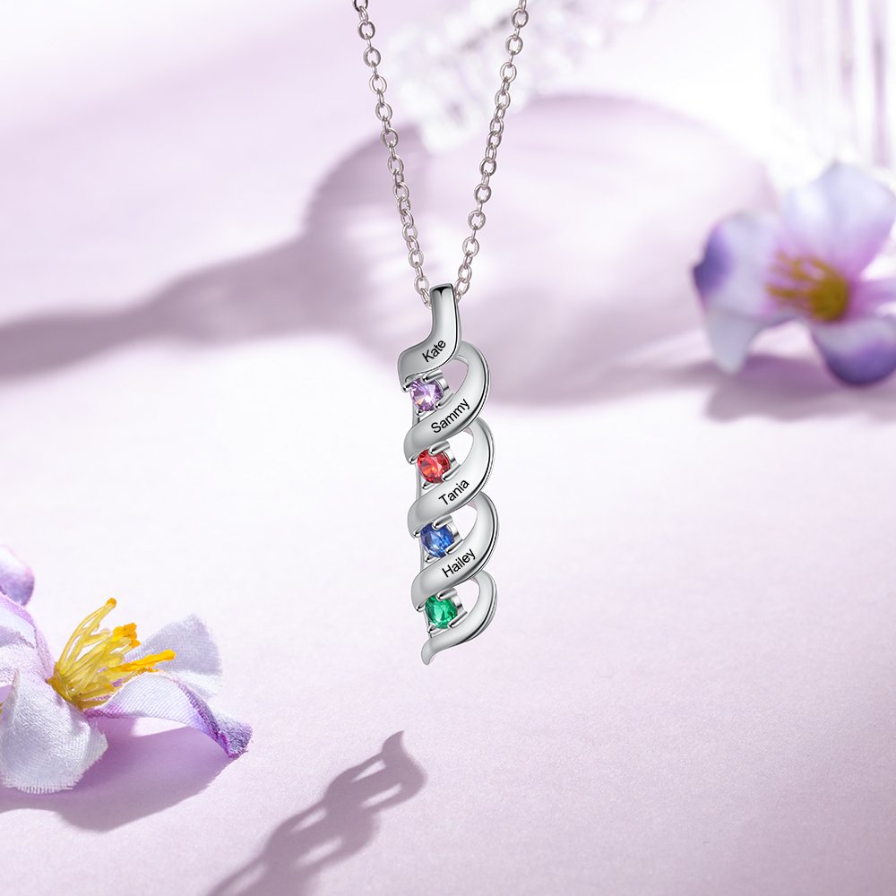 Mother's Day Gift Personalized Mother Necklace Cascading Pendant with Birthstones