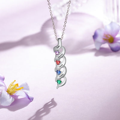 Mother's Day Gift Personalized Mother Necklace Cascading Pendant with Birthstones