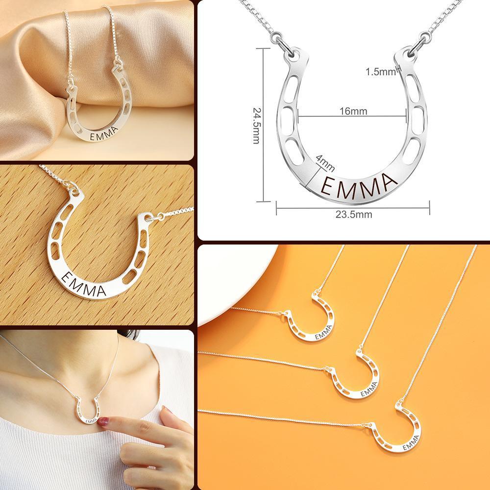 Mother's Day Gift Sterling silver Jewelry lucky Horse Shoe Pendant with Cable Chain for Girl