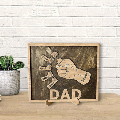 Personalized Fist Bump Sign Home Decor Wood Frame for Father's Day
