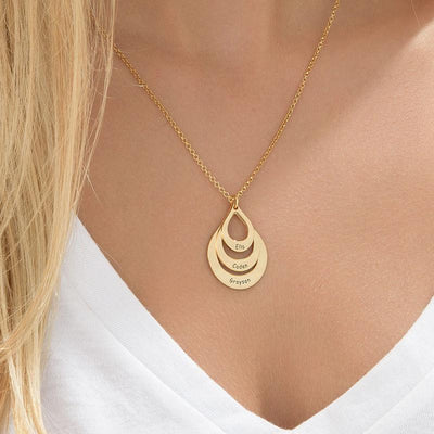 Christmas Gift ’Engraved Drop Shaped Family Necklace