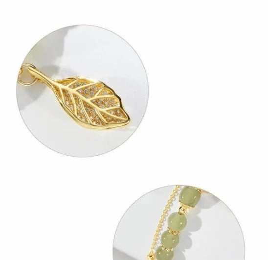 Hetian Jade Gold Leaf Bracelet