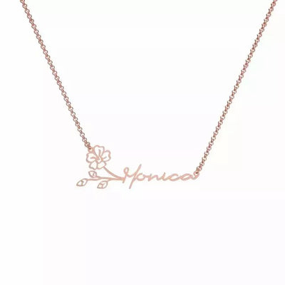 Mother's Day Gift Fashion Name Necklace with Birth Flower