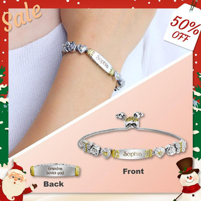 Christmas Gift Granddaughter Bolo Bracelet With Personalized Engravings