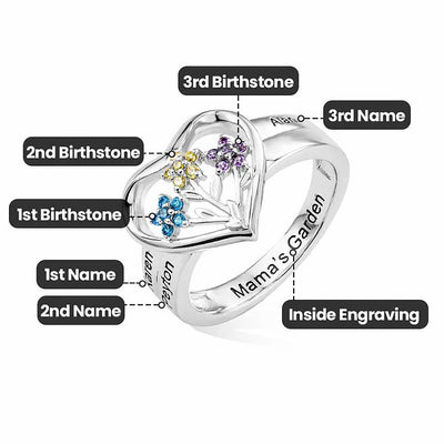 Personalized Family Ring with Names and Birthstones