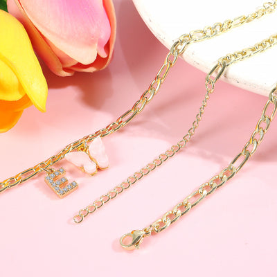 Personalized Initial Anklet with Butterfly Charm Dainty Summer Foot Chain for Women