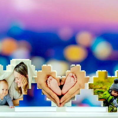 Personalised Building Brick Heart Custom Photo Block Toy Home Decor