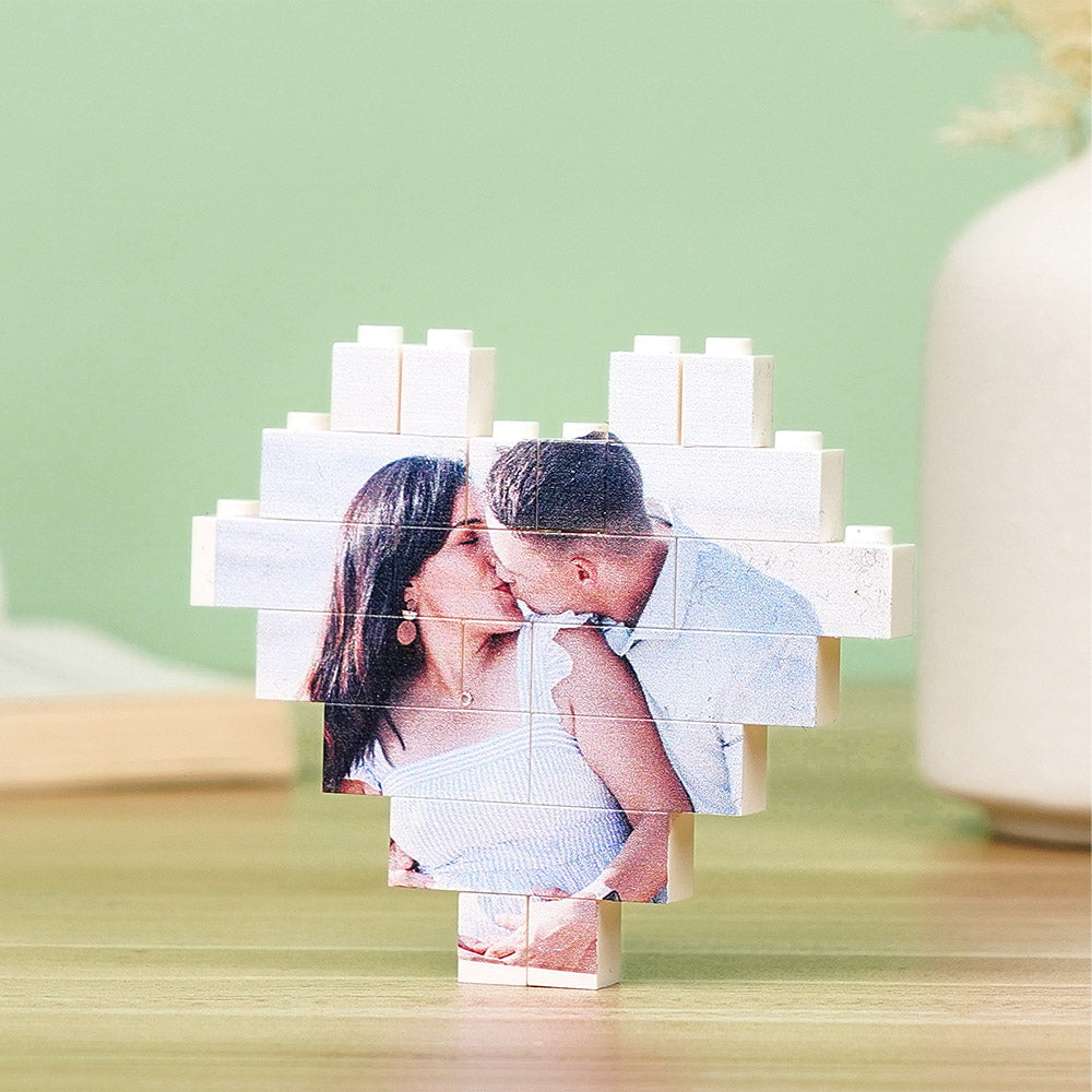 Christmas Gifts Custom Building Brick Personalised Photo Block Heart Shape