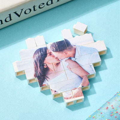 Christmas Gifts Custom Building Brick Personalised Photo Block Heart Shape
