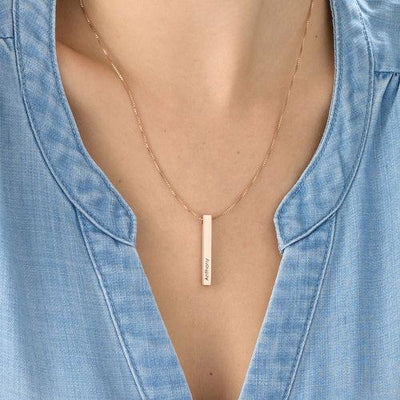 Mother's Day Gift Personalized Engraved 3D Bar Necklace