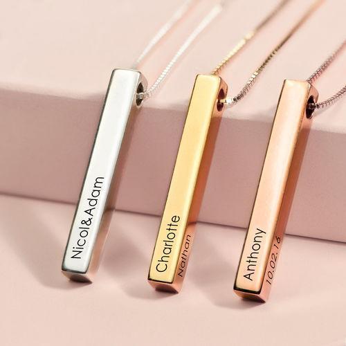 Mother's Day Gift Personalized Engraved 3D Bar Necklace