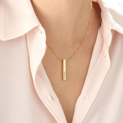 Mother's Day Gift Personalized Engraved 3D Bar Necklace