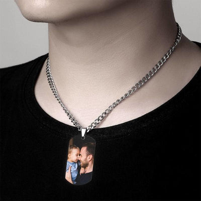 Mother's Day Gift Square Photo Necklace with Engraving