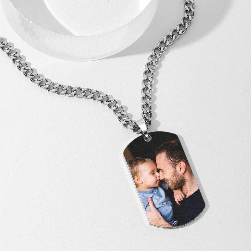 Mother's Day Gift Square Photo Necklace with Engraving