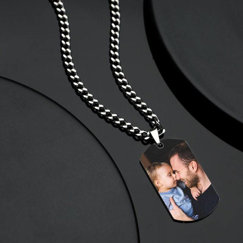 Mother's Day Gift Square Photo Necklace with Engraving