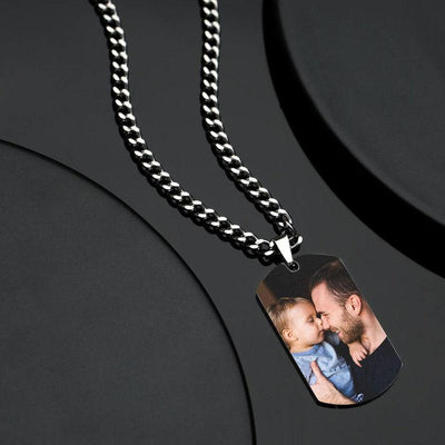 Mother's Day Gift Square Photo Necklace with Engraving
