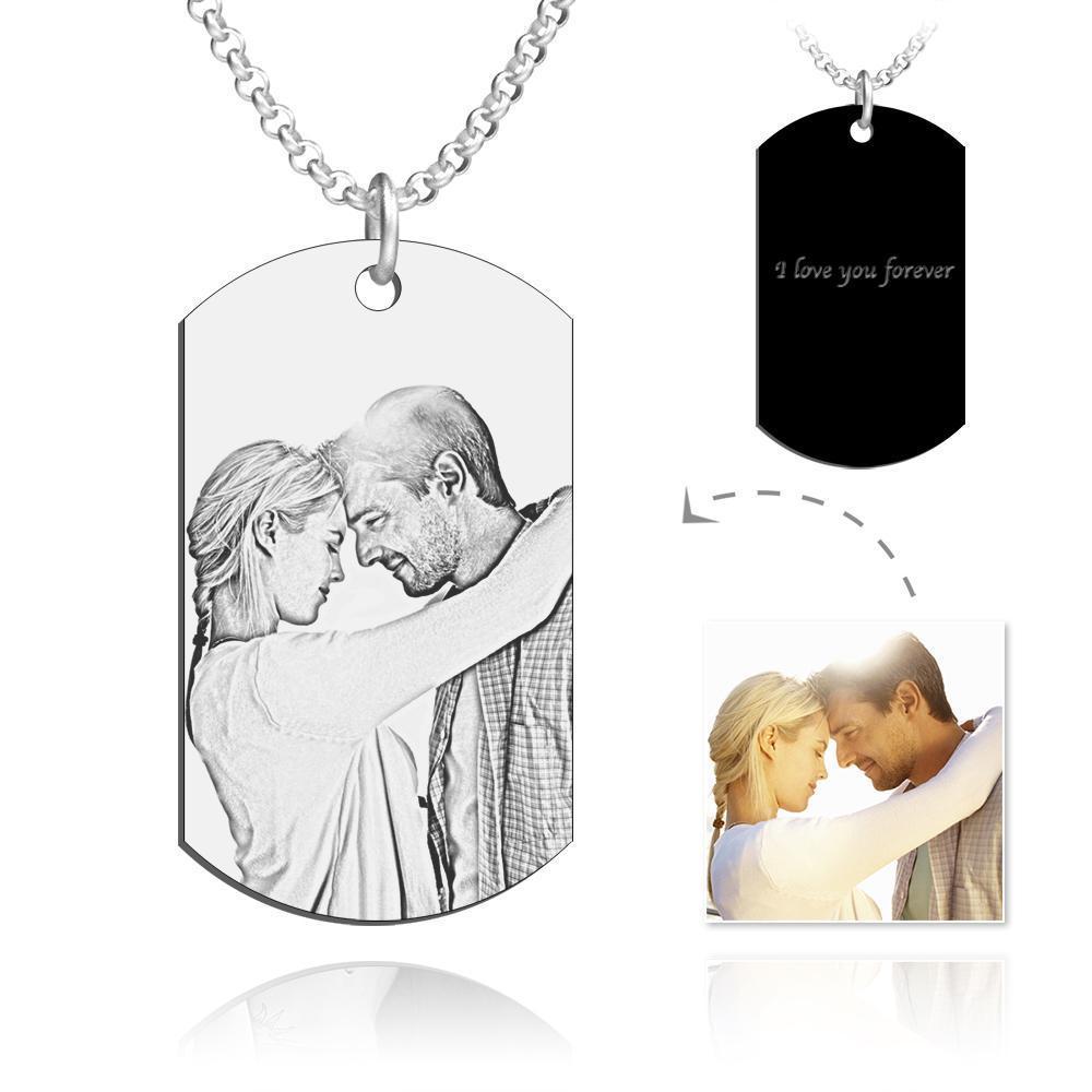 Mother's Day Gift Square Photo Necklace with Engraving