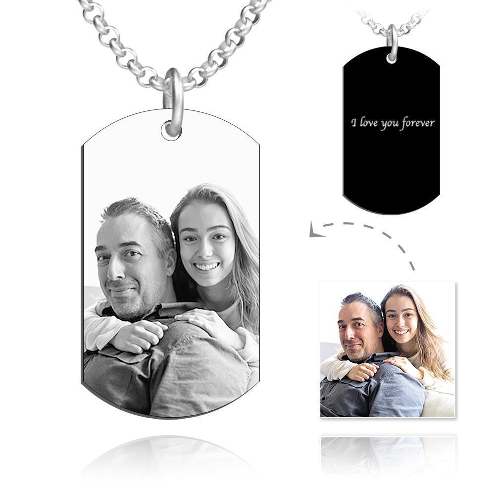 Mother's Day Gift Square Photo Necklace with Engraving