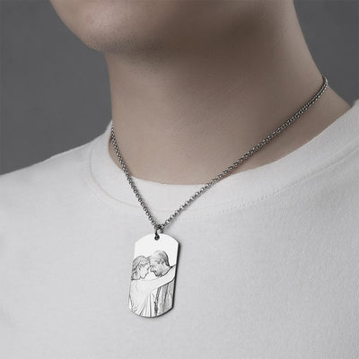 Mother's Day Gift Square Photo Necklace with Engraving
