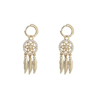 Dreamcatcher 14k Solid Gold Earrings + Necklace