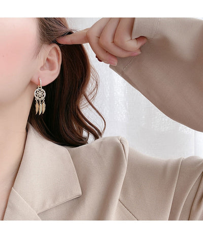 Dreamcatcher 14k Solid Gold Earrings + Necklace