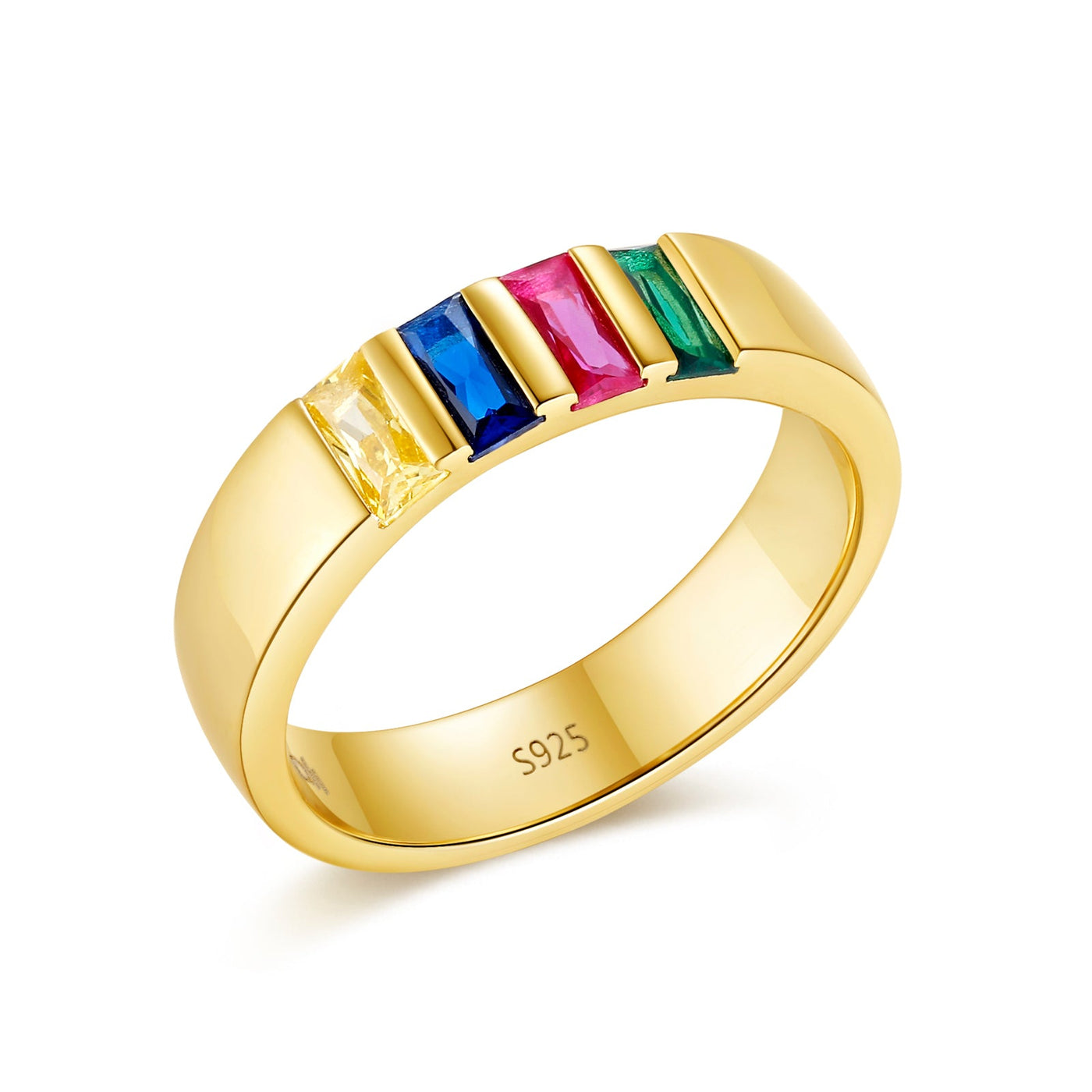 Sterling Silver Birthstone Family Elegant Ring
