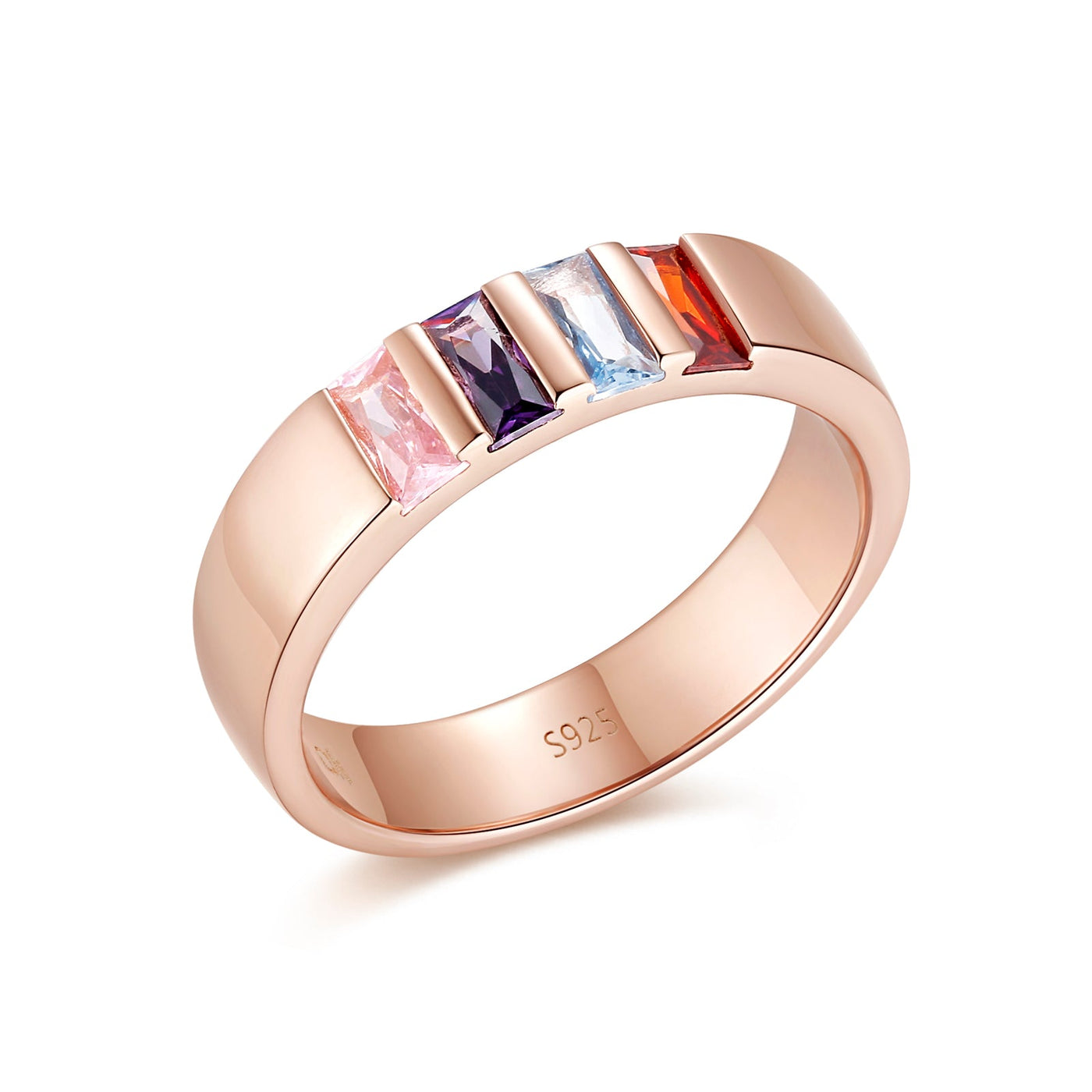 Sterling Silver Birthstone Family Elegant Ring