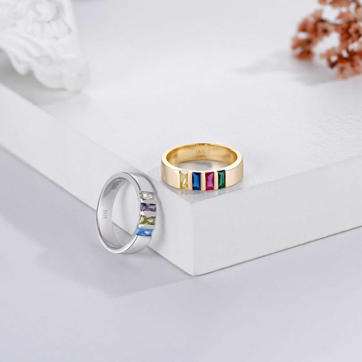 Sterling Silver Birthstone Family Elegant Ring