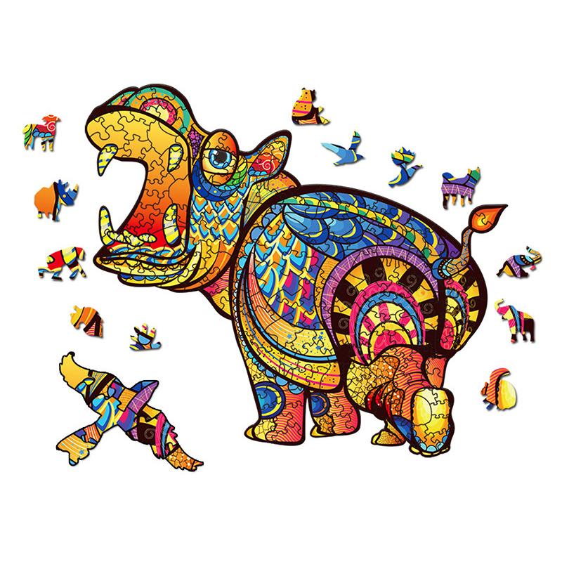 Wooden Jigsaw Puzzle Clumsy hippo