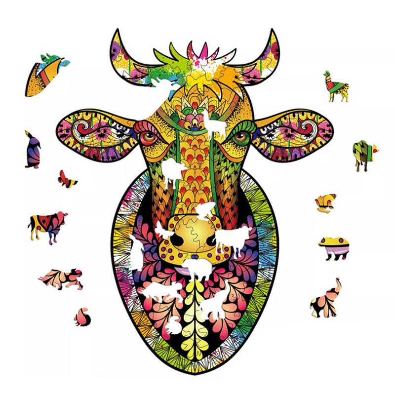 Wooden Jigsaw Puzzle Industrious Cow