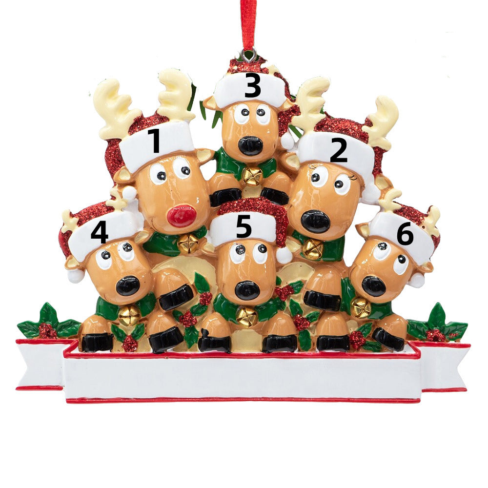 Christmas Gift Custom Cartoon Reindeer Family Christmas Ornament