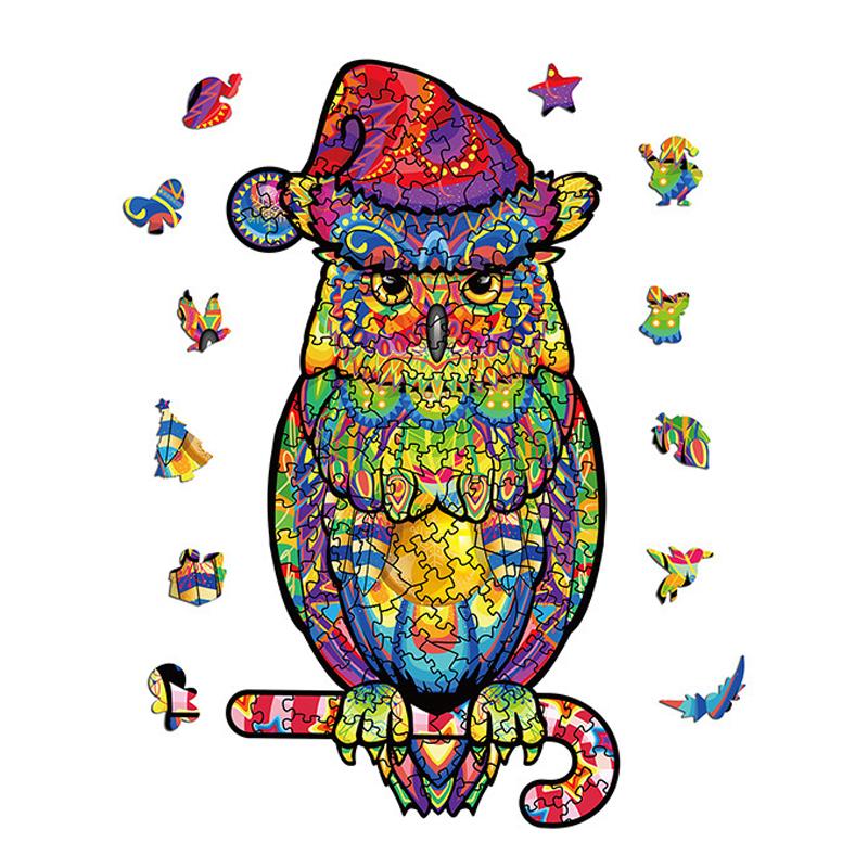 Wooden Jigsaw Puzzle Christmas Owl
