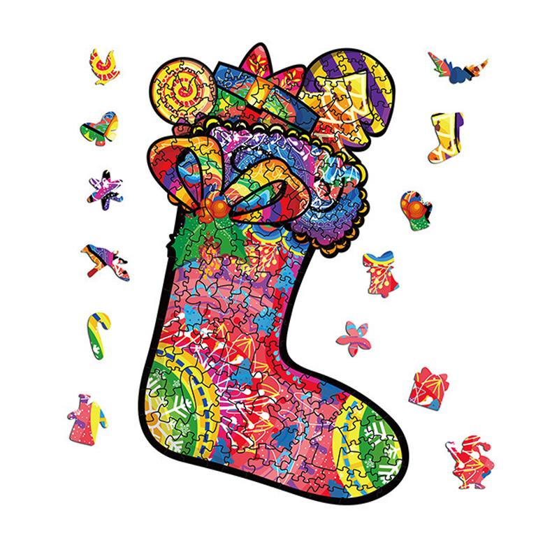Wooden Jigsaw Puzzle Christmas Socks