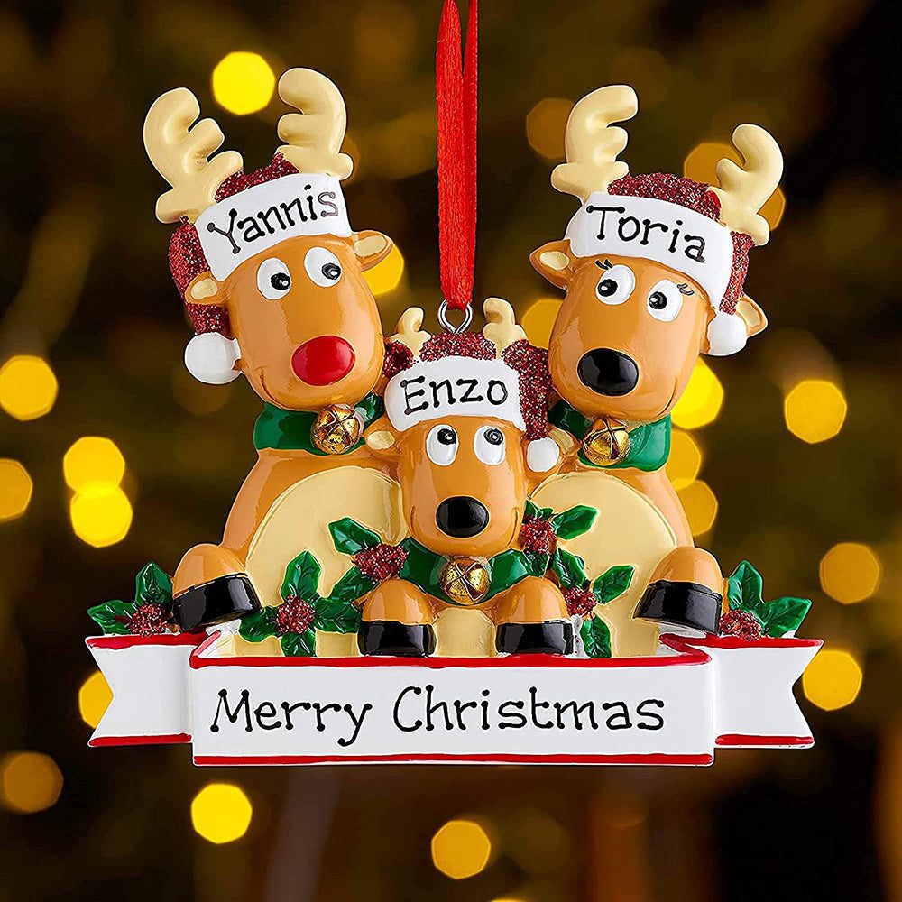 Christmas Gift Custom Cartoon Reindeer Family Christmas Ornament