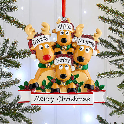 Christmas Gift Custom Cartoon Reindeer Family Christmas Ornament