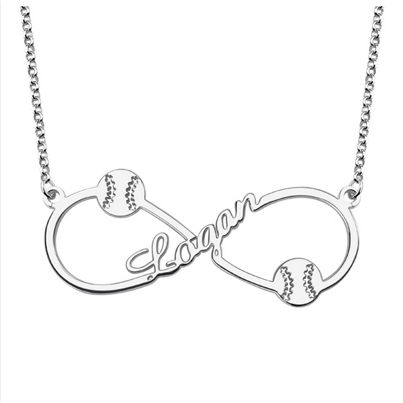Mother's Day Gift Customized Infinity Baseball Name Necklace