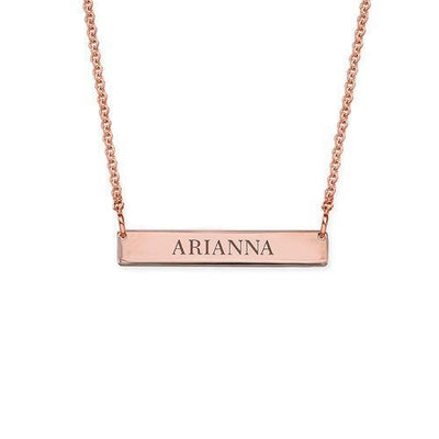 Mother's Day Gift Tiny Engraved Bar Necklace in 18k Gold Plating