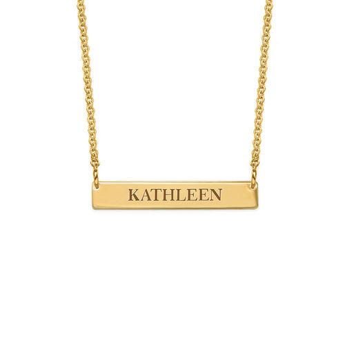Mother's Day Gift Tiny Engraved Bar Necklace in 18k Gold Plating