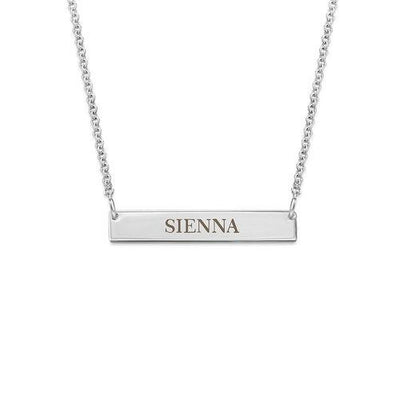 Mother's Day Gift Tiny Engraved Bar Necklace in 18k Gold Plating