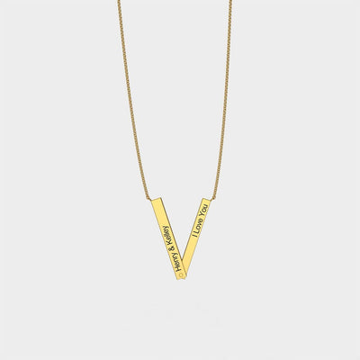 Mother's Day Gift Customizable Letter V Bar Necklace Two Ways To Wear