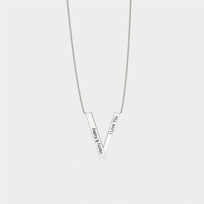 Mother's Day Gift Customizable Letter V Bar Necklace Two Ways To Wear