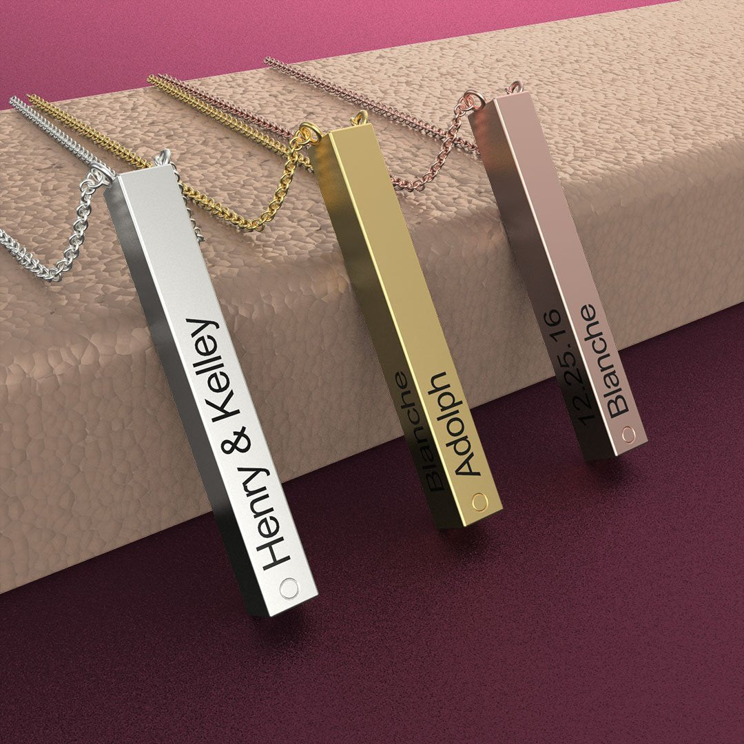 Mother's Day Gift Customizable Letter V Bar Necklace Two Ways To Wear