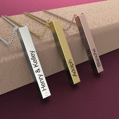 Mother's Day Gift Customizable Letter V Bar Necklace Two Ways To Wear