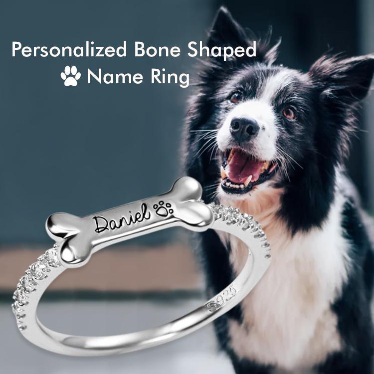 Mother's Day Gift Engraved Ear & Bone Shaped Pet Ring