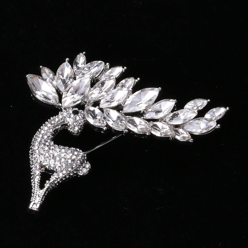 3A Cz With Vintage Deer Brooch