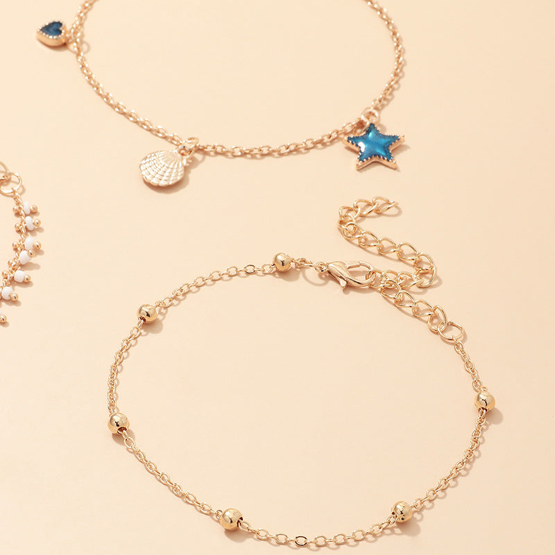 Bohemia Shell Charm Anklet Beaded Foot Chain for Women Girls