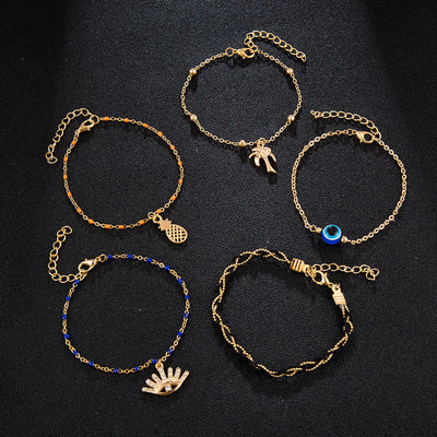 Evil Eye Anklet Set Multi-layer Beaded Anklet Fashion Jewelry for Women