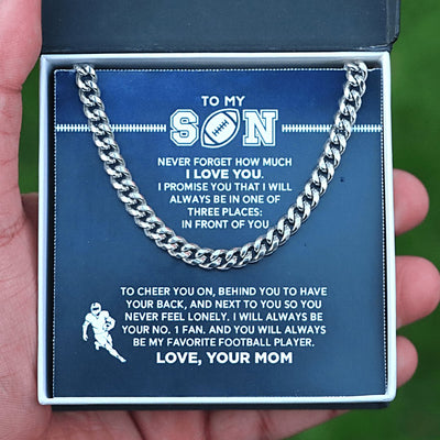Cuban Link Necklace - My Football Son, #1 Fan, From Mom - Athlete's Gift Shop
