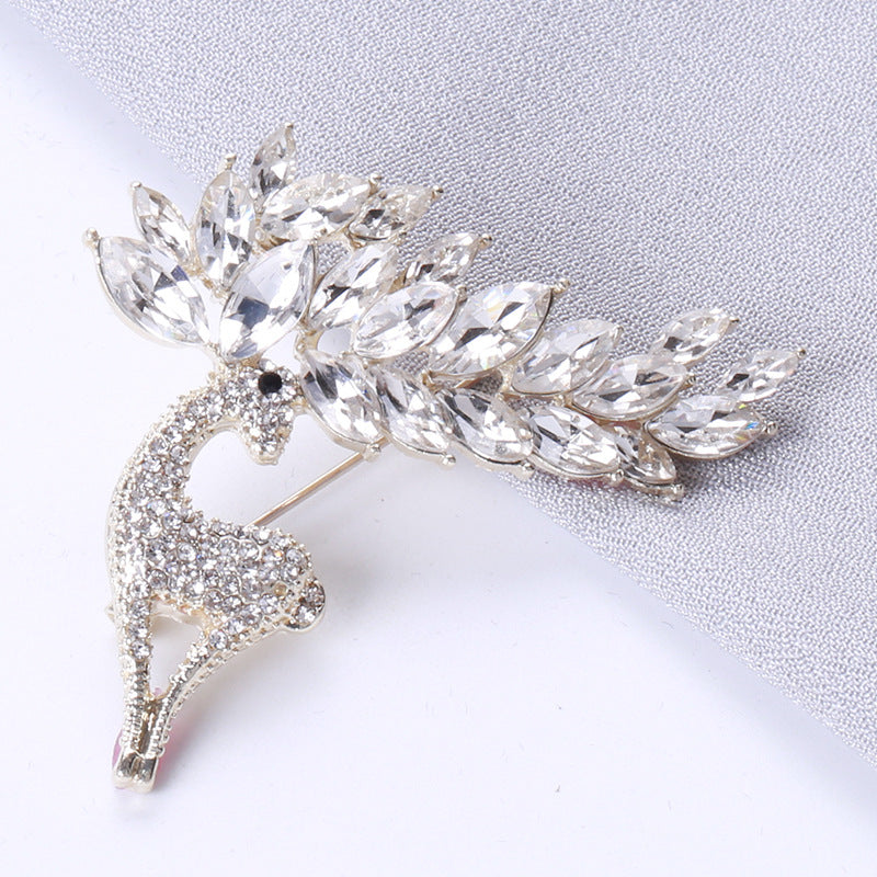 3A Cz With Vintage Deer Brooch