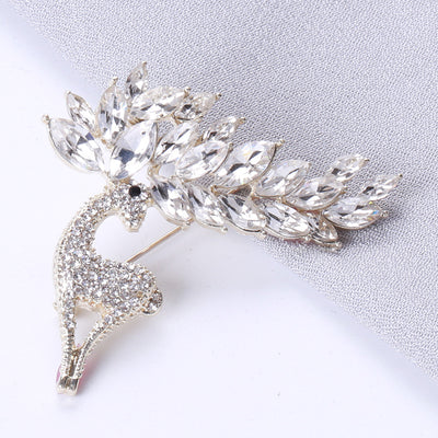 3A Cz With Vintage Deer Brooch